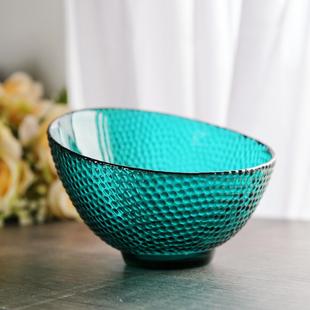 欧式玻璃色拉碗北欧风格时尚玻璃果盆小号大号客厅家用水果斗果盘