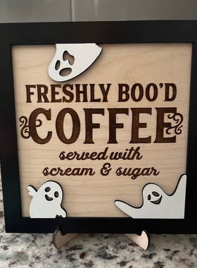 新品TUME热卖万圣节木制工艺品咖啡厅摆件幽灵派对装饰