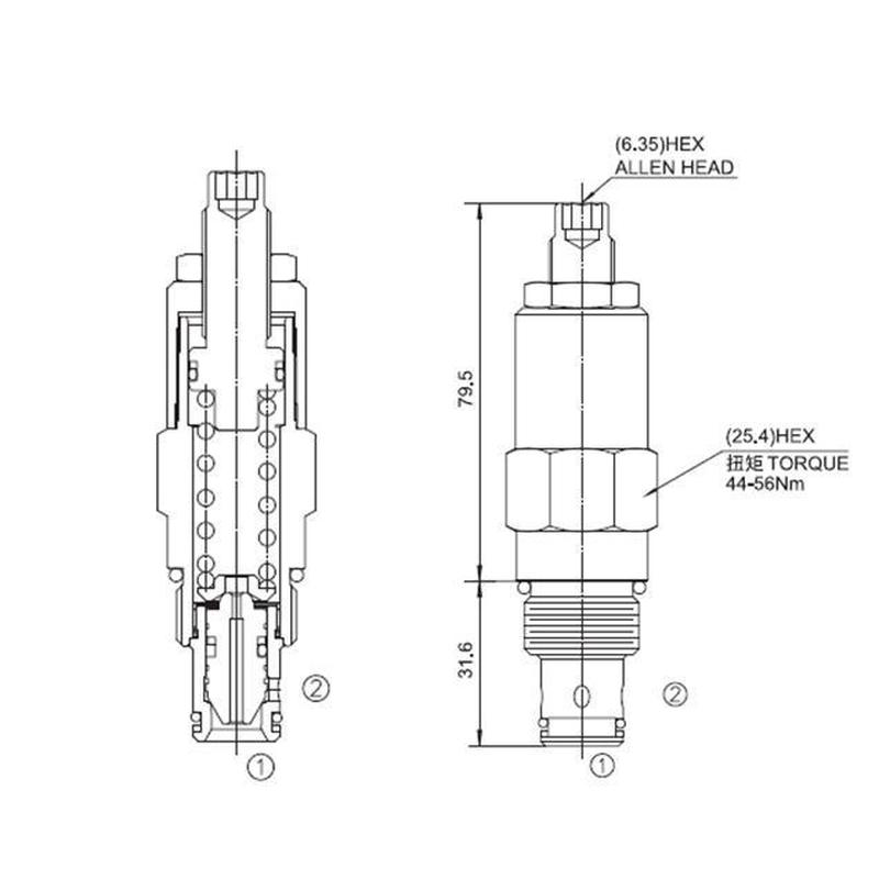 宁波克泰  LDRV8-10-50-K 液压压力阀 螺纹插装差动式溢流阀LDRV6