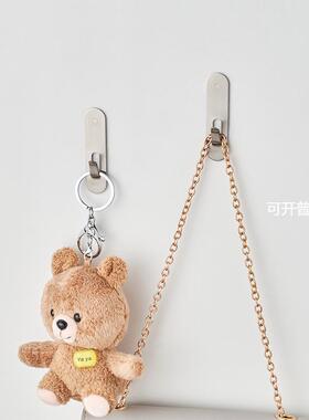 KM211长条优雅不锈钢粘钩(3个装)迷你小粘钩粘胶承重1KG