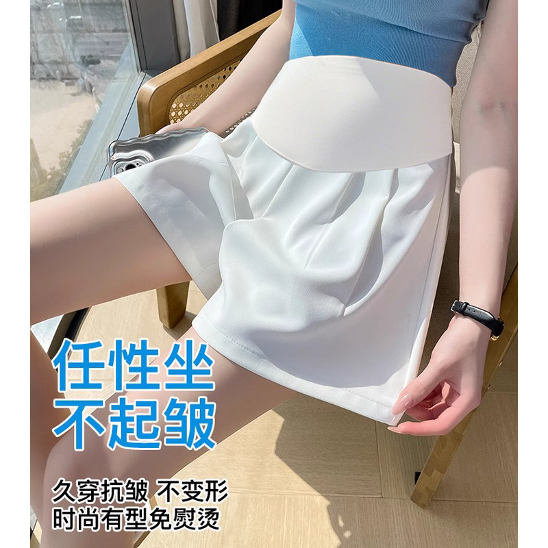 推荐孕妇短裤夏季薄款外穿2025夏季时尚显瘦白色托腹防走光打底西