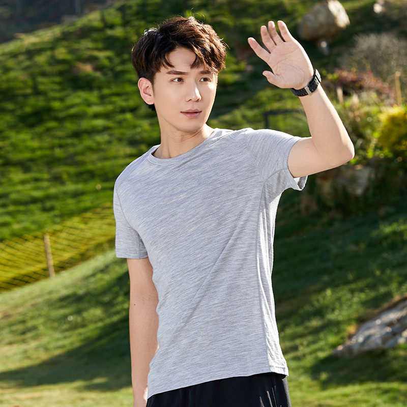 美利奴羊毛速干衣男户外短袖运动t恤夏季美丽诺跑步登山上衣H