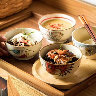 碗家用一人一个可爱陶瓷碗个人专用饭碗釉下彩汤碗甜品碗小碗餐具