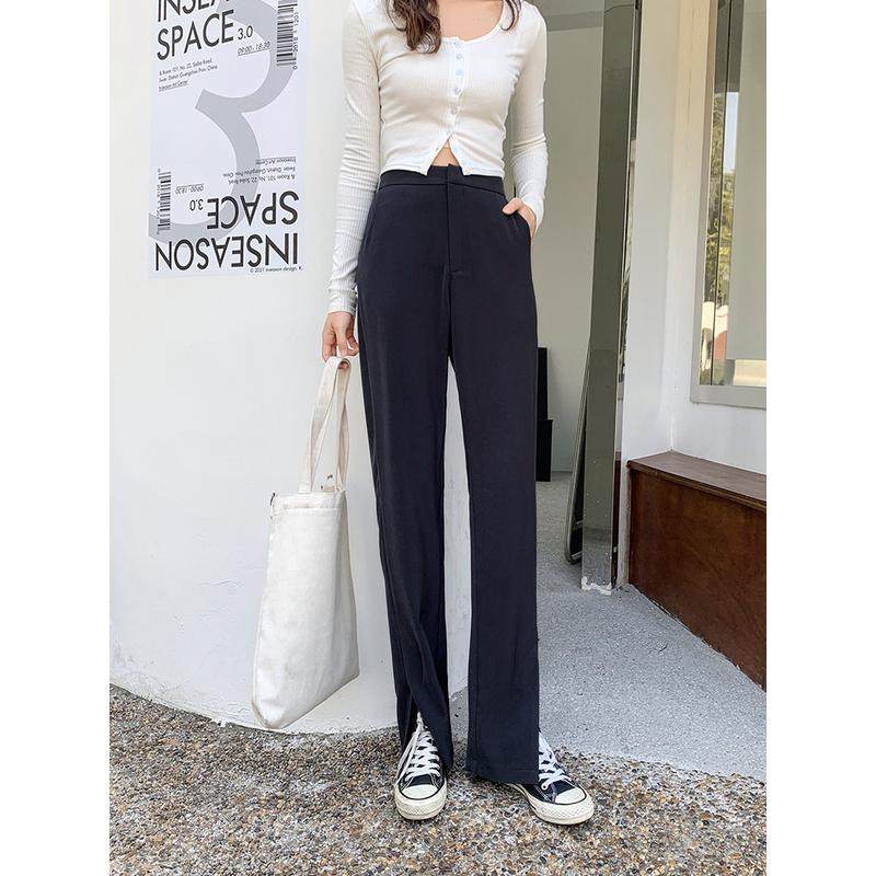 黑色微喇裤女夏季薄款胖妹妹mm宽松显瘦开叉直筒休闲长裤,女装/女士精品,大码裤装,淘宝优惠券,粉丝福利购,淘宝优惠卷