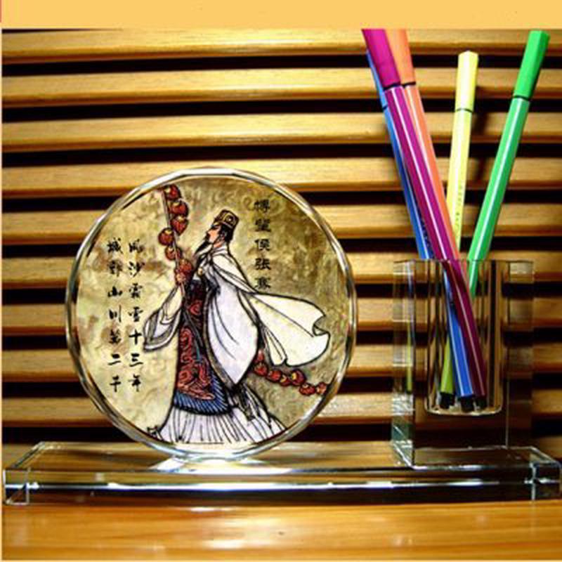 张骞纪念品摆设收藏品礼物丝绸之路工艺品礼品装饰品水晶笔筒摆件