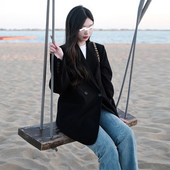 韩版 高级感黑色女早春秋装 新款 小个子宽松休闲