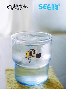 mountain望山集·SEE狗 蓝色小狗玻璃杯  日常冷水杯耐热咖啡杯