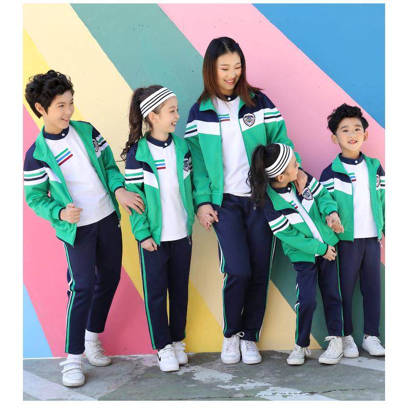 运动会蓝色校服夏装红色中小学生班服三件套绿色幼儿园园服春秋装