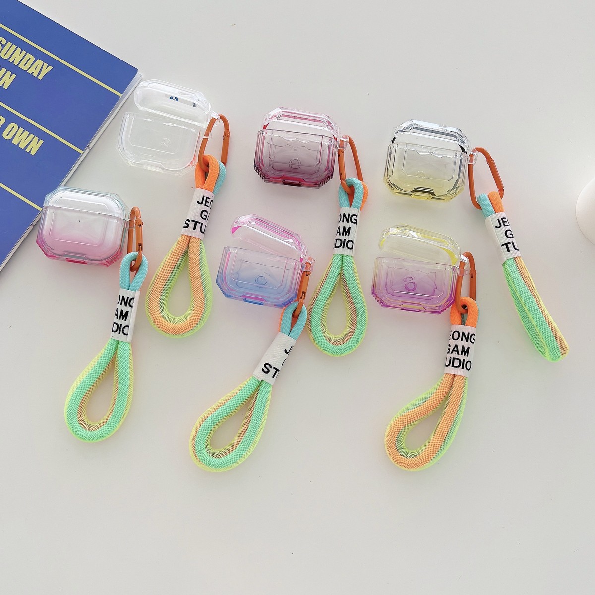 适用苹果AirPod Pros4代蓝牙耳机保护套AirPod3挂绳渐变色耳机壳