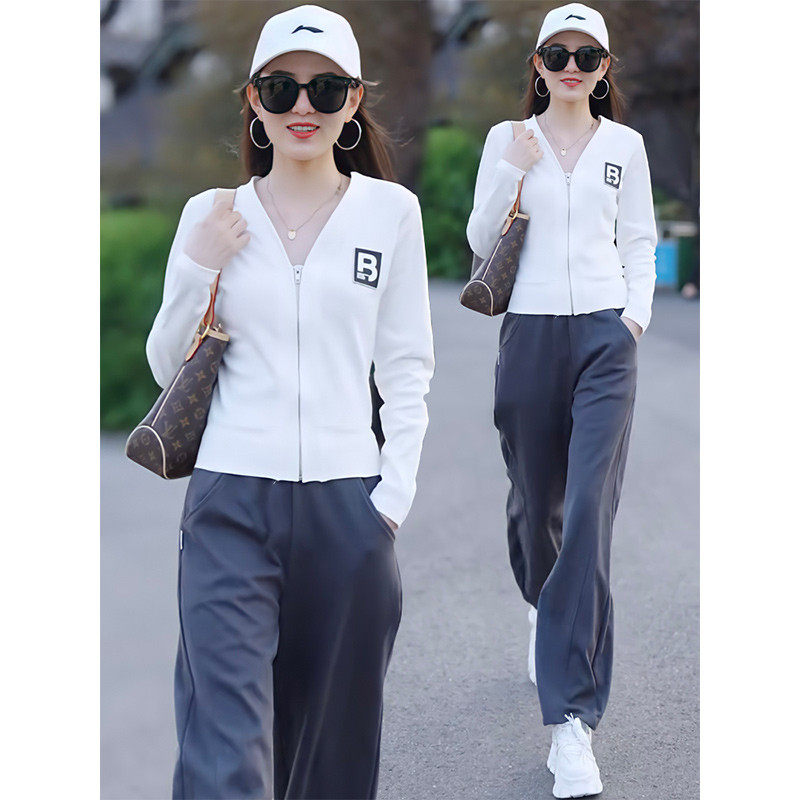 小个子休闲套装2025春秋新款时尚洋气阔腿裤两件套