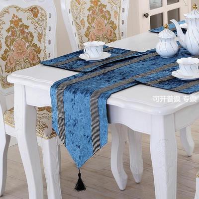 table runner桌布桌旗镶钻条纹茶几布桌布餐桌旗床尾巾
