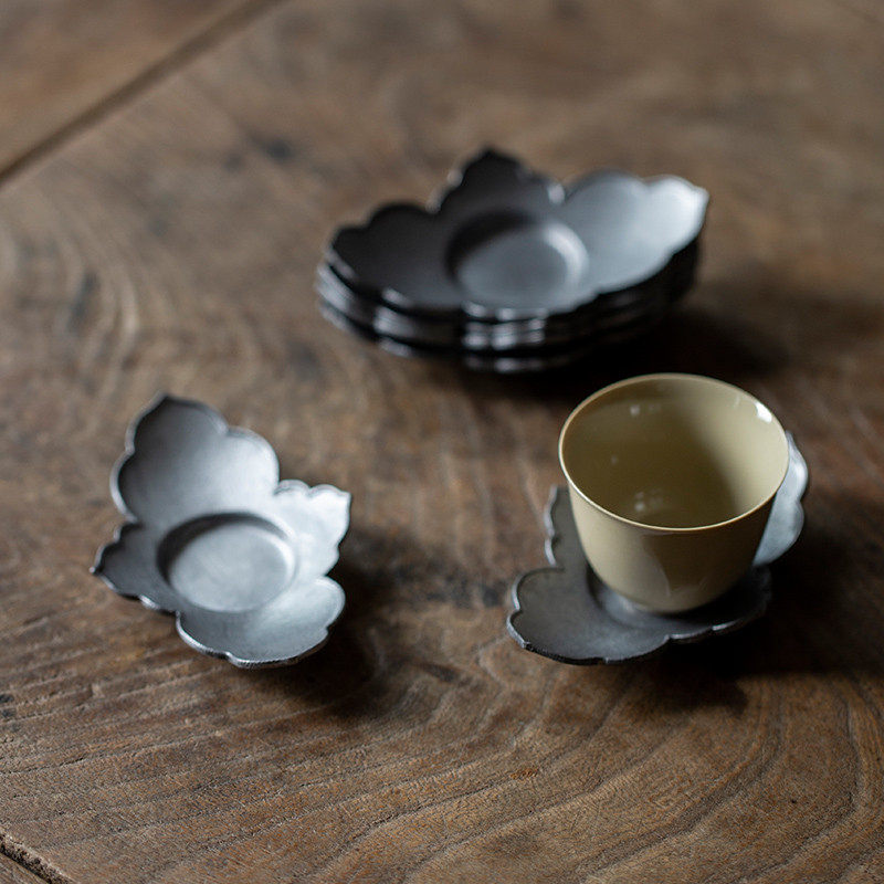 中式纯锡手工茶杯垫功夫茶杯托做旧老锡制茶道零配件茶托,餐饮具,茶托,淘宝优惠券,粉丝福利购,淘宝优惠卷