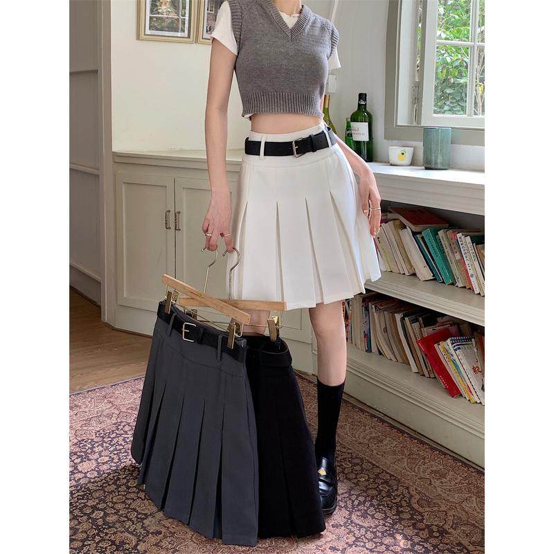 灰色百褶裙女春夏大码韩版学院风日系设计感工装裙,女装/女士精品,半身裙,淘宝优惠券,粉丝福利购,淘宝优惠卷