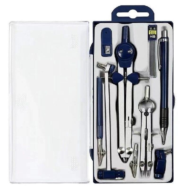 9Pc Geometry Set Metal Compass Geometry Precision Tool For