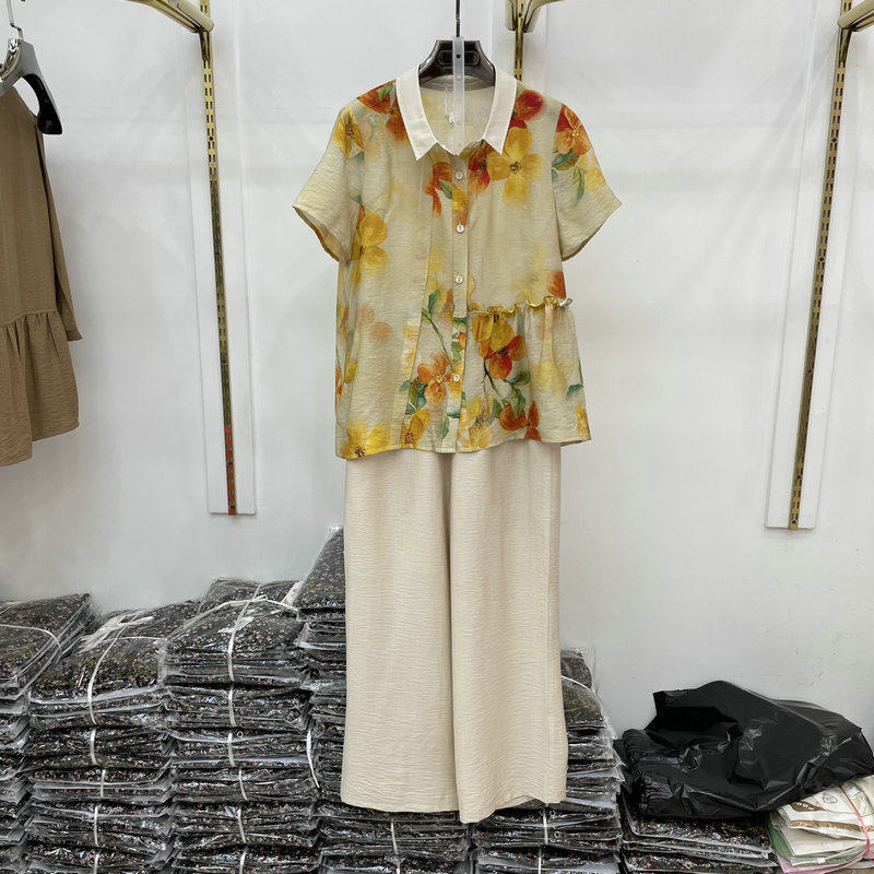 中年妈妈夏装雪纺套装洋气质小衫2024新款时尚中老年女夏季两件套,女装/女士精品,时尚套装,淘宝优惠券,粉丝福利购,淘宝优惠卷