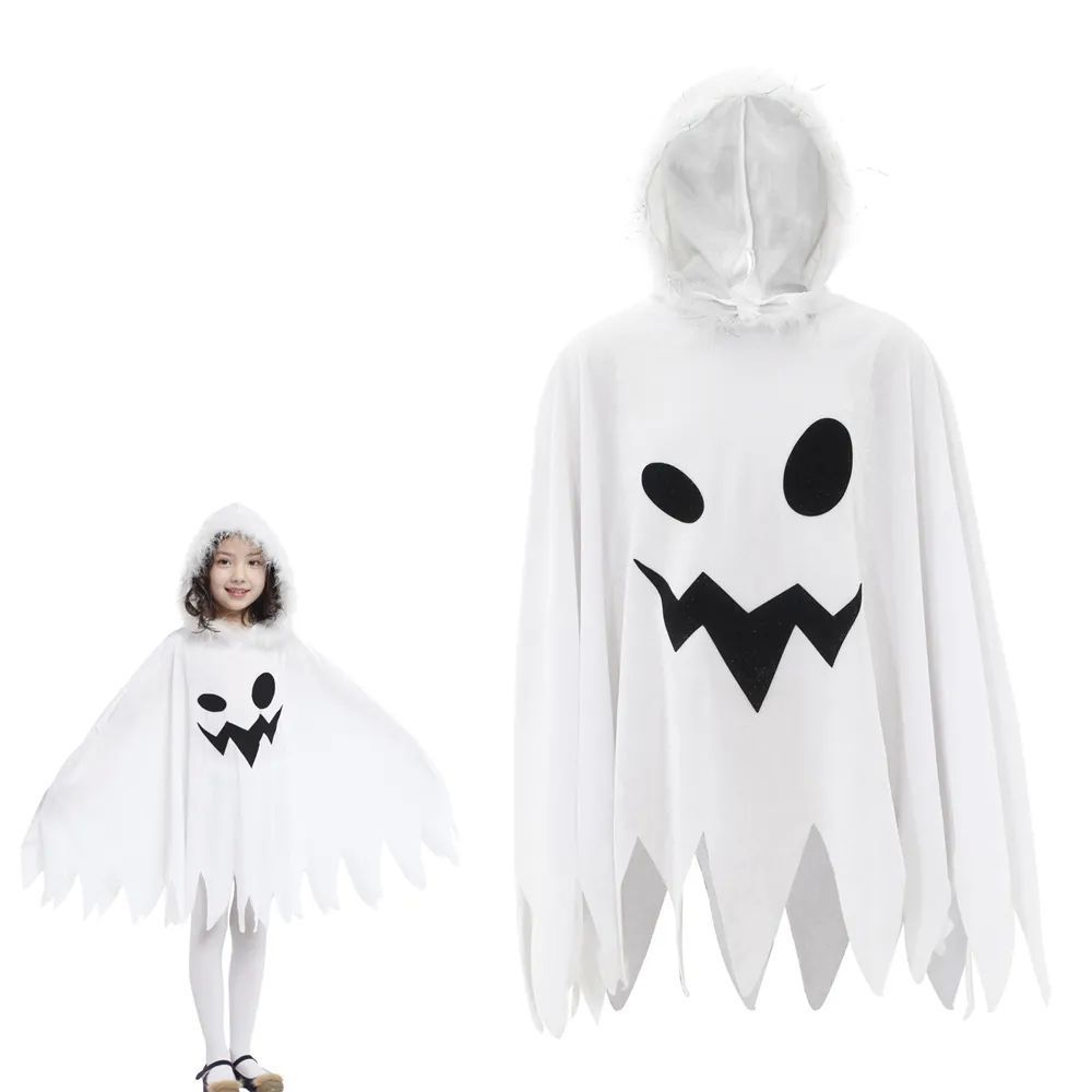 Halloween Costume Carnival Cloak with Hood White Ghost for