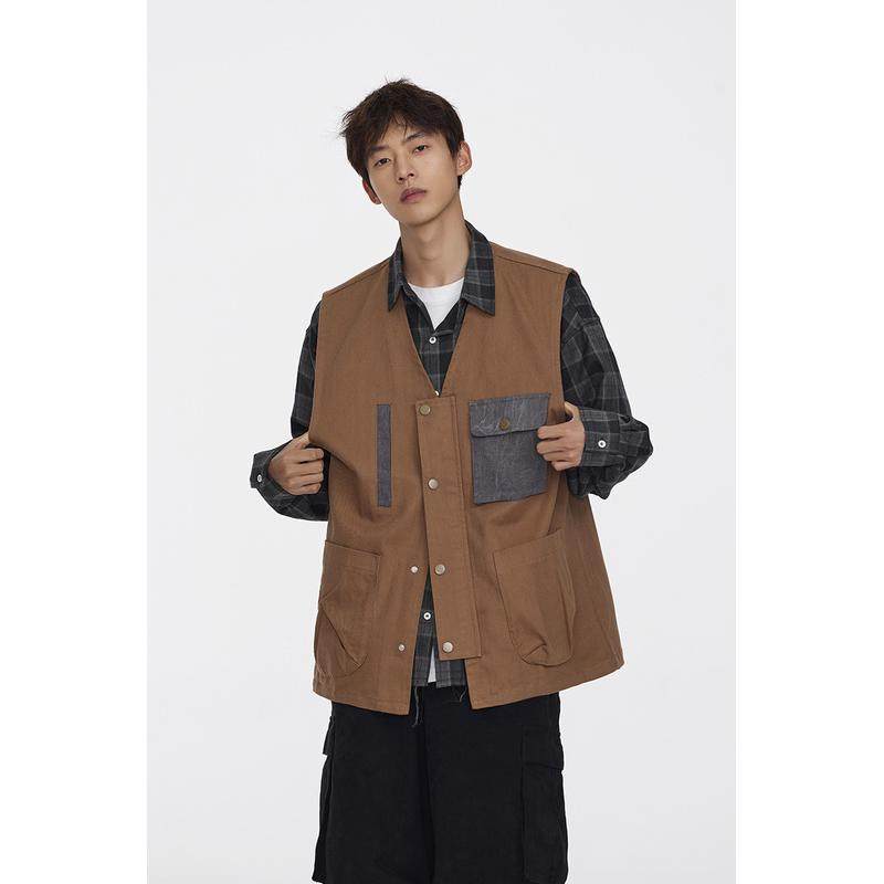 撞色机能多袋工装马甲春秋新款潮流战术学生日系马夹,男装,常规马甲,淘宝优惠券,粉丝福利购,淘宝优惠卷