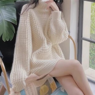 秋冬季加厚高领软糯毛衣女ins中长款设计感慵懒风宽松外穿衫