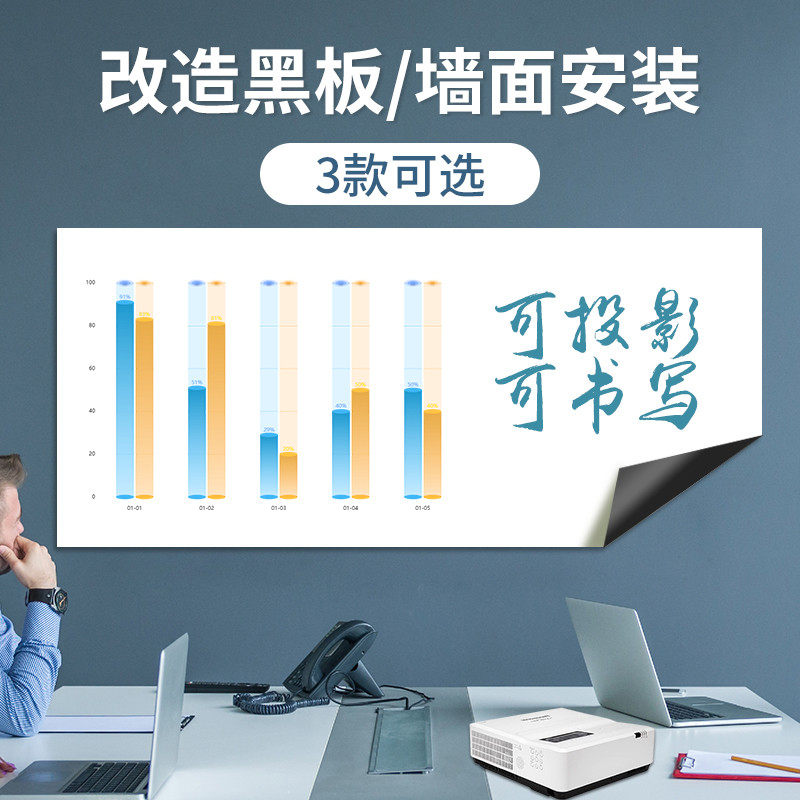 海若投影白板哑光磁性黑板墙贴白板笔用办公可移除定制