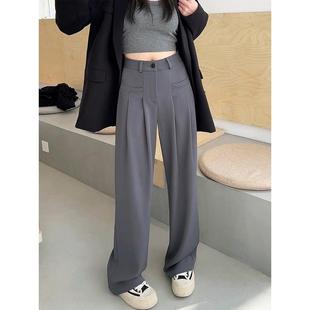 大码垂感阔腿早秋新款梨形身材胖mm宽松显瘦直筒拖地