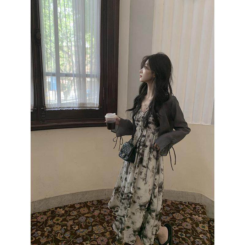 大码慵懒森系国风显瘦喇叭袖开衫碎花裙两件套装女,女装/女士精品,连衣裙,淘宝优惠券,粉丝福利购,淘宝优惠卷