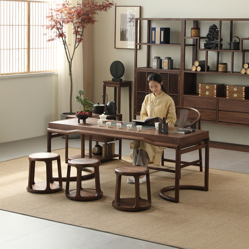 北美黑胡桃木茶椅家用品茶椅新中式圈椅茶室围椅纯实木太师椅主椅