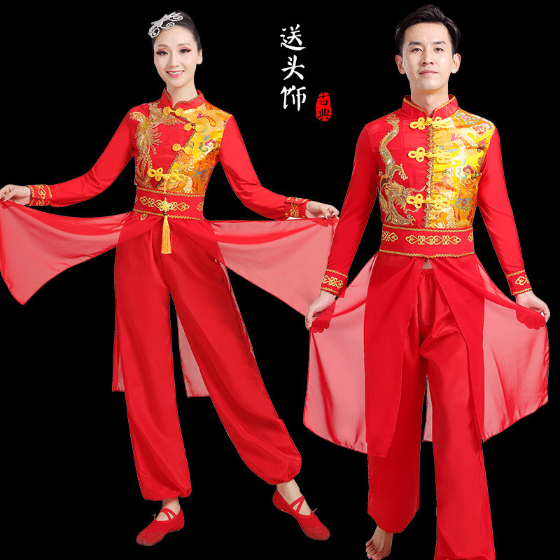 打鼓服女男鼓服腰鼓服装开场舞锣鼓队开场舞中国风舞龙表演