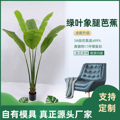 新品仿真绿植绿叶象腿芭蕉造景装饰仿真绿叶芭蕉树大型落地盆栽