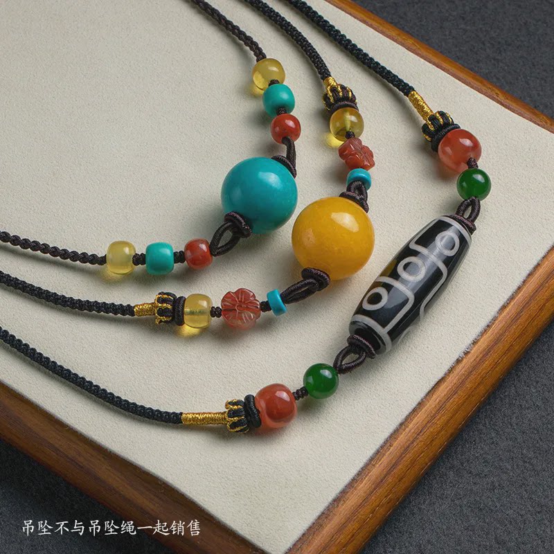 手工编天珠挂绳横穿挂绳挂脖男女高档锁骨链绳穿天珠的绳子