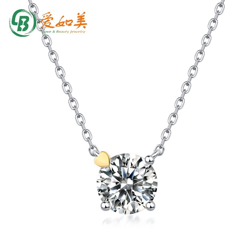 新款简约几何莫桑钻吊坠锁骨链四爪经典款925纯银项链女批发