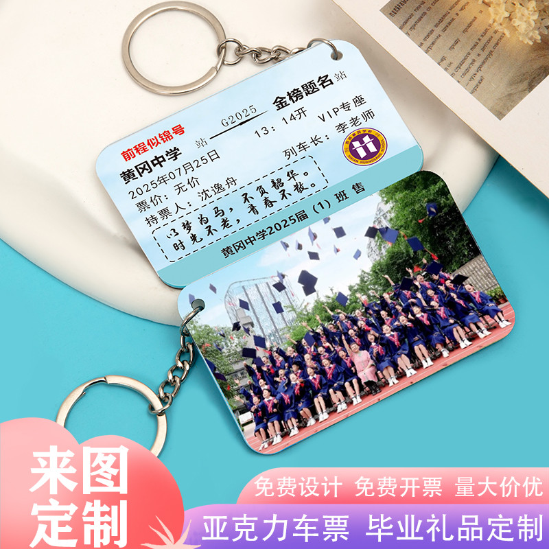 车票钥匙扣定制挂件高考礼物毕业纪念品送同学礼品定做集体照名字