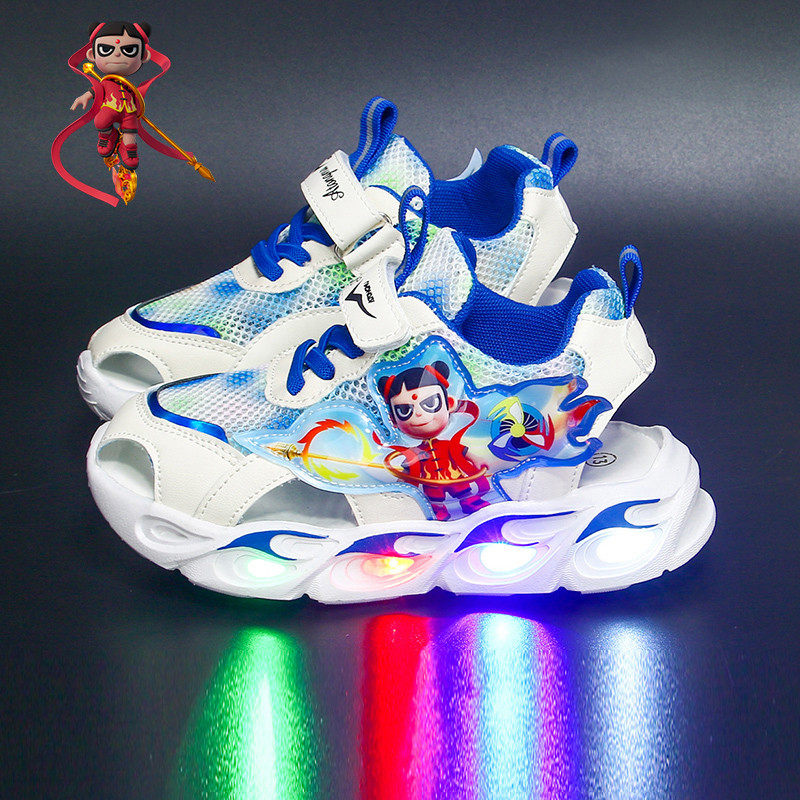 儿童发光鞋男宝3岁鞋夏软底哪吒凉鞋包头闪灯镂空凉鞋5岁小孩凉童,童鞋/婴儿鞋/亲子鞋,凉鞋,淘宝优惠券,粉丝福利购,淘宝优惠卷