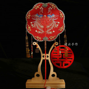 刺绣新娘团扇结婚手工红色出嫁喜扇diy材料包新中式婚礼手捧花