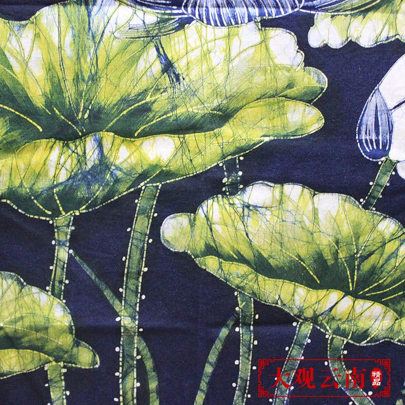 苗族蜡染画荷花门帘布艺静物挂画客厅卧室墙壁装饰玄关厨房隔断帘