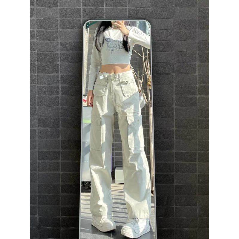 春秋多口袋工装女美式街头宽松直筒阔腿显瘦长裤潮,女装/女士精品,卫裤,淘宝优惠券,粉丝福利购,淘宝优惠卷