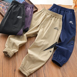 男童子2024春秋新款儿童户外休闲工装裤男孩薄款春款长裤潮