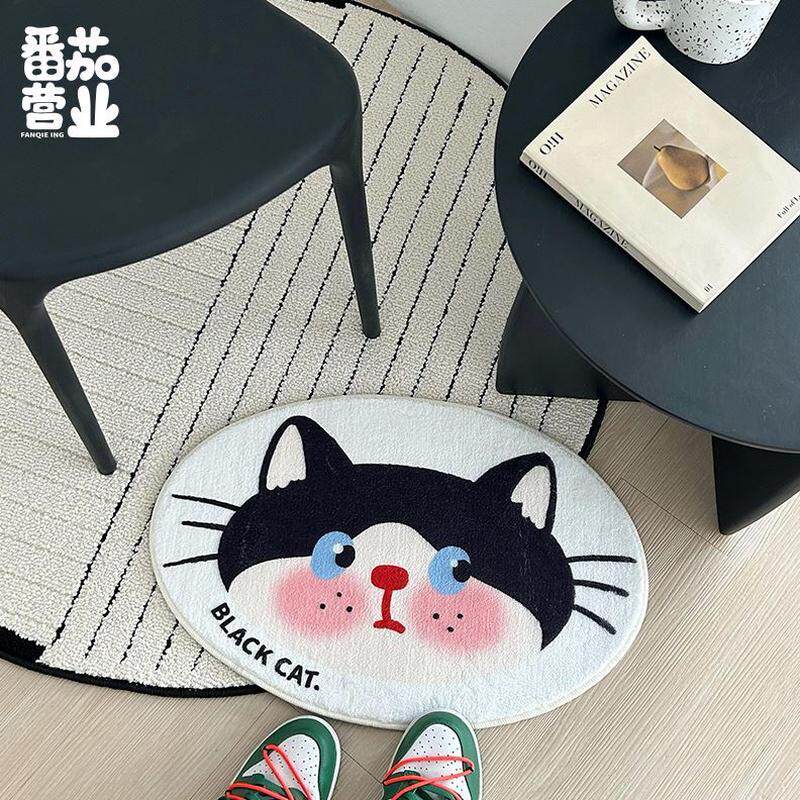 卧室卡通猫咪地垫可爱毯镜前脚垫儿童房地毯客厅衣帽间坐垫小房间