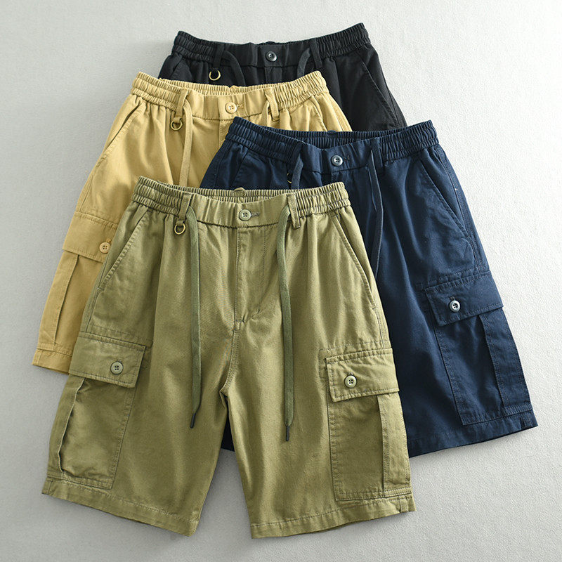 美式户外多口袋黑色工装男洗水纯棉宽松直筒五分裤,男装,短裤,淘宝优惠券,粉丝福利购,淘宝优惠卷