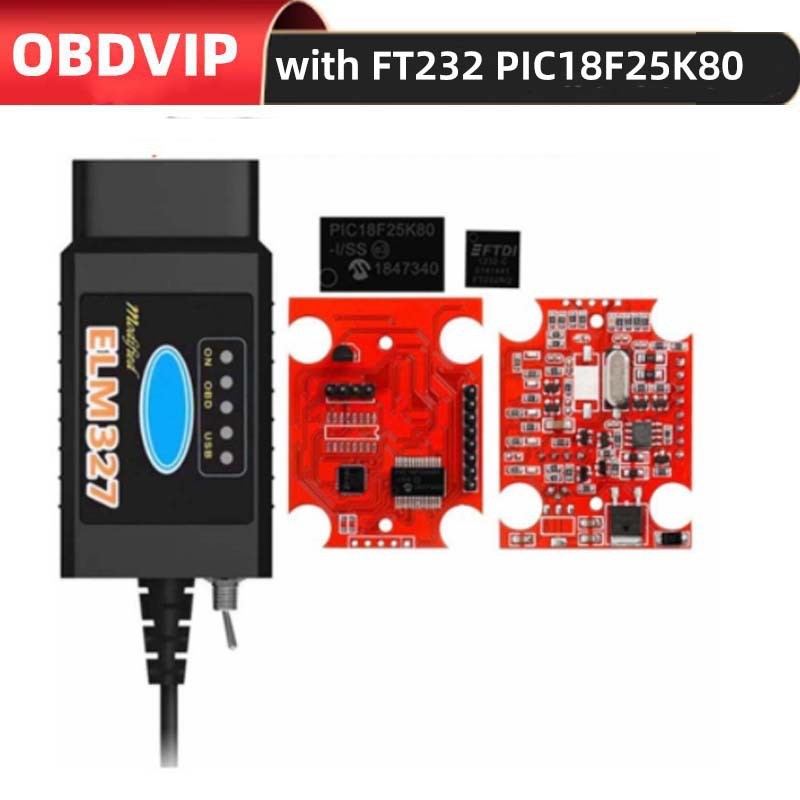 ELM327 USB FT232+PIC18F25K80带开关接口刷隐藏功能线FORD USB