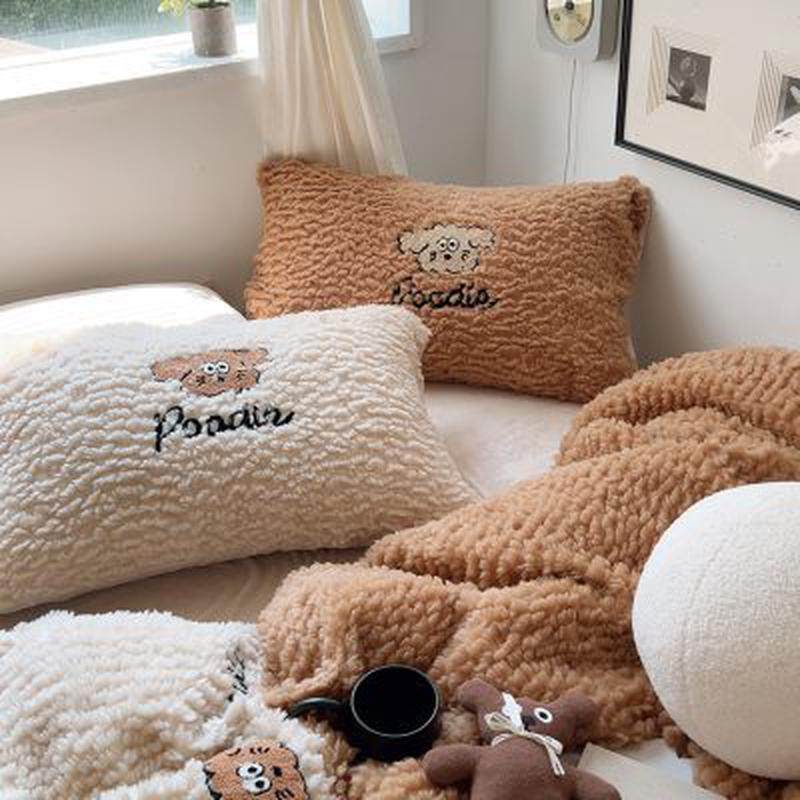 韩国卡通可爱四件套双面绒保暖冬季加厚刺绣狗被套床单床品,床上用品,床品套件/四件套/多件套,淘宝优惠券,粉丝福利购,淘宝优惠卷