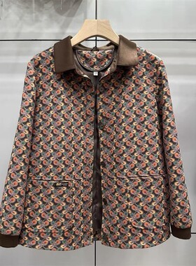 8A-072024妈妈秋装衬衫领短款洋气高贵中年时尚