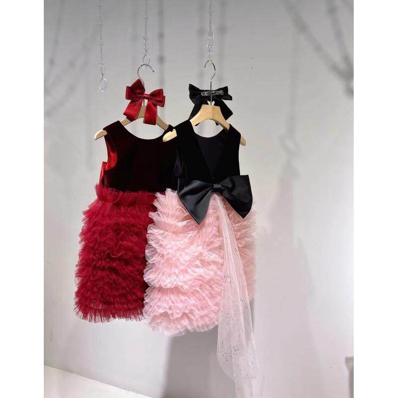 高定24秋冬圣诞新年红色丝绒裙蛋糕裙节日,童装/婴儿装/亲子装,连衣裙,淘宝优惠券,粉丝福利购,淘宝优惠卷