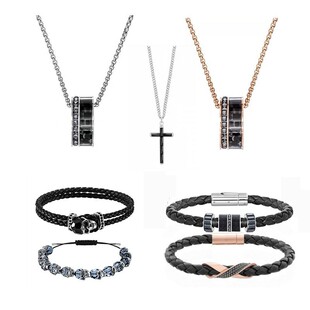 新款手链女编织皮绳手环黑色镯十字架水晶情侣手镯学生男士礼