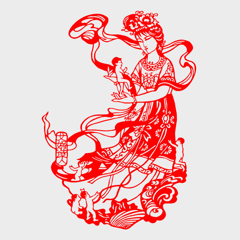 民间传说剪纸神话故事刻纸学校环创民俗馆展览儿童手抄报素材新款