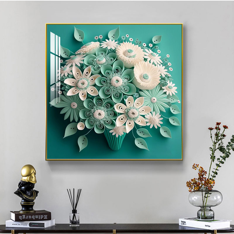 简约现代玄关装饰画抽象正方形花蝴蝶入户墙画书房茶室背景墙挂画