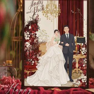 手绘真人照片画像定制结新婚送新人闺蜜晶瓷装饰画高档礼物品