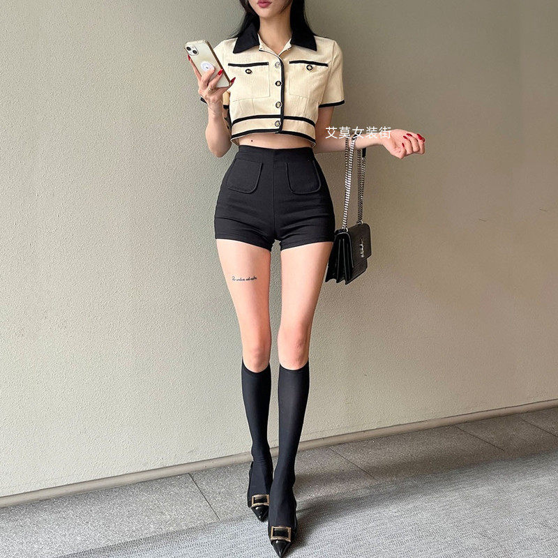黑色女2023口袋弹力通勤紧身美式跳舞外穿打底裤靴裤