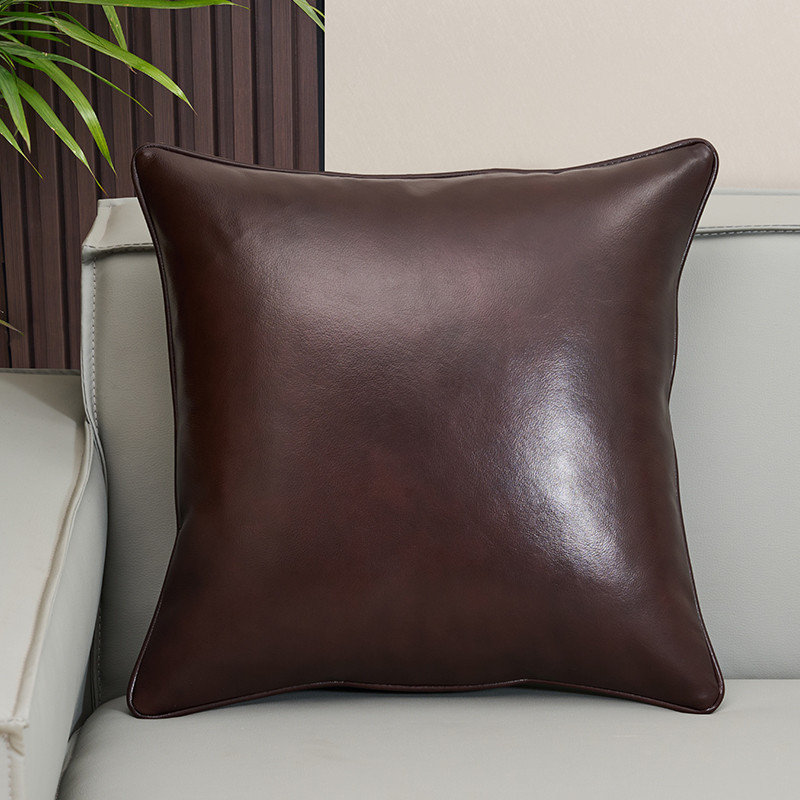 头层牛皮腰枕美式简约大靠包高档客厅沙发真皮抱枕办公室护腰靠垫
