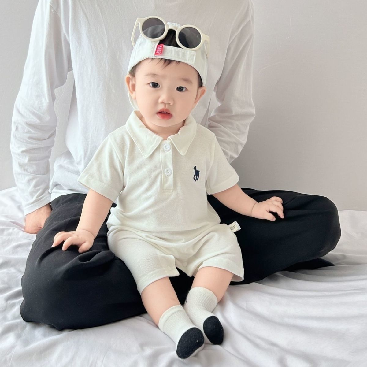 婴儿衣服夏季男宝宝短袖连体薄款外出新生儿绅士洋气满月哈衣夏装