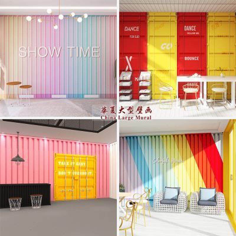 网红铁皮集装箱3d背景墙墙贴餐厅奶茶店拍照壁纸服装店舞蹈室贴纸,家居饰品,软装墙贴,淘宝优惠券,粉丝福利购,淘宝优惠卷